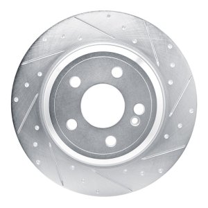 Mercedes-Benz GLE350 Brake Rotor (1) - Rear Right - R1 Concepts - Drilled & Slotted - Silver - `20-`25